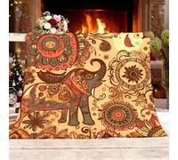 Genérico Felpa Cálida Decoración del Hogar Manta L 100x130cm Retro Bohemio Franela Mantas Amarillo Anaranjado para Decoraciones De Fiesta Mujeres Sofá Cama Sala De Estar Dormitorio APA