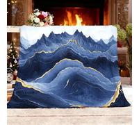 Genérico Felpa Cálida Decoración del Hogar Manta XXL 180x200cm Abstracto MontañAs RíOs Textura Franela Mantas Azul Oscuro para Decoraciones De Fiesta Mujeres Sofá Cama Sala De Estar Dormitorio APA