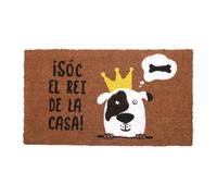 Genérico Felpudo Divertido 40x70 cm - “Soc el Rei de la Casa” | Fibra de Coco Natural con Base Antideslizante | Alfombra de Entrada para Exterior e Interior | Diseño Original en Catalán
