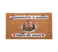 Genérico Felpudo Romántico 40x70 cm - “Bienvenidos a Nuestro Nidito de Amor” | Fibra de Coco Natural con Base Antideslizante | Alfombra de Entrada para Exterior e Interior
