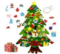 Genérico Felt Christmas Tree for Toddlers, Kids Christmas Tree, with 32pcs Detachable Tree Ornaments,3D Felt Xmas with Lights, Wall-Mounted Decor, for Kids Home Door Window Decor (Fur ball 5m lamp)