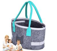 Genérico Felt Tote Bag for Women, Grocery Carrying Oval Case, plegable Travel Toy Container with Handles, Portable Audio Player Organizer, Multi-Purpose Cosmetic Storage, azul, Se référer au