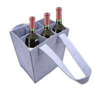 Genérico Felt Wine Tote - Reusable 6-Bottle Wine Bag, Portable Bottle Storage Carrier | Red Wine Organizer For Travel, Shopping, Picnic, Party, Noise-Reducing Breakage-Proof Bag