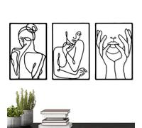 Genérico Female Body Decor - 3 Pcs Single Line Drawing Wall Art Decors | Hanging Metal Miniimalist Walll Art Female Body Modern Bedroom Decor Wall Sculptures For Living Room Bathroom