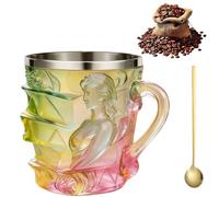 Genérico Feminine Novelty Design Mug 150ml, Unique Colorful Resin Books Stack Coffee Cup, 3D Handcrafted Painted Books Mug for Readers Librarians Literature Lovers