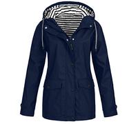 Genérico Femme Manteau Imperméable Léger Blouson Hooded avec Ceinture Parka Coupe-Vent Respirant pour Printemp Automne