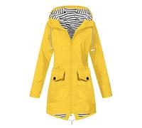 Genérico Femme Manteau Imperméable Léger Blouson Hooded avec Ceinture Parka Coupe-Vent Respirant pour Printemp Automne