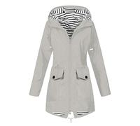 Genérico Femme Manteau Imperméable Léger Blouson Hooded avec Ceinture Parka Coupe-Vent Respirant pour Printemp Automne