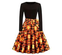 Genérico Femmes à Manches Longues Halloween soirée Robe de Bal Robes Longues (Grey, L)