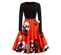 Genérico Femmes à Manches Longues Halloween soirée Robe de Bal Robes Longues (Red, M)