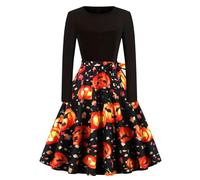 Genérico Femmes à Manches Longues Halloween soirée Robe de Bal Robes Longues (S)