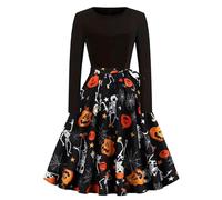 Genérico Femmes à Manches Longues Halloween soirée Robe de Bal Robes Longues (White, L)