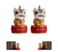 Genérico Feng Shui Statues 2 PCS Lion Dance Figurine- Mini Fu Lion Ornaments, Lion Pair, Auspicious Good Luck Charm for Home Desk Decoration (2Pcs*Blue)
