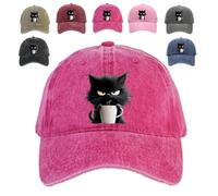 Genérico Feral but Fashionable Cat Hat Edition, Adjustable Grumpy Cat Coffee Hat, Frownster Cats Snapback Hat, Unisex (Rose Red)