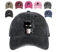 Genérico Feral but Fashionable Cat Hat Edition, Adjustable Grumpy Cat Coffee Hat, Frownster Cats Snapback Hat, Unisex (Black)