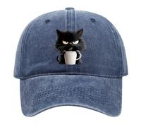 Genérico Feral but Fashionable Cat Hat Edition - Grumpy Cat Coffee Cap, Adjustable Cotton Baseball/Trucker Hat for Men & Women (Navy)