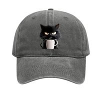 Genérico Feral but Fashionable Cat Hat Edition - Grumpy Cat Coffee Cap, Adjustable Cotton Baseball/Trucker Hat for Men & Women (Grey)