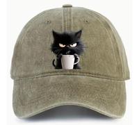 Genérico Feral but Fashionable Cat Hat Edition - Grumpy Cat Coffee Cap, Adjustable Cotton Baseball/Trucker Hat for Men & Women (Kaki)