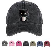 Genérico Feral but Fashionable-Cat Hat Edition, Grumpy Cat Coffee Cap, Adjustable Frownster Cat Hat, Cotton Snapback Baseball Cap (Black)