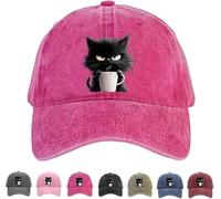 Genérico Feral but Fashionable-Cat Hat Edition, Grumpy Cat Coffee Cap, Adjustable Frownster Cat Hat, Cotton Snapback Baseball Cap (Rose Red)