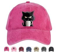 Genérico Feral but Fashionable - Cat Hat Edition, Grumpy Cat Coffee Cap, Baseball Caps, Lightweight and Breathable Material, Adjustable Frownster Cats Hat (Rose Red)