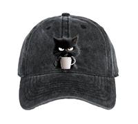 Genérico Feral but Fashionable-Cat Hat Edition, Grumpy Cat Coffee Cap Feral but Fashionable, Adjustable Frownster Cat Coffee Hat (Black)