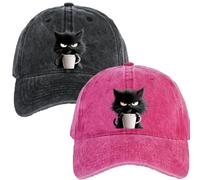 Genérico Feral but Fashionable-Cat Hat Edition, Grumpy Cat Coffee Cap Feral but Fashionable, Adjustable Frownster Cat Coffee Hat (Rose Red*Black)