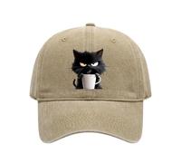 Genérico Feral but Fashionable-Cat Hat Edition, Grumpy Cat Coffee Cap Feral but Fashionable, Adjustable Frownster Cat Coffee Hat (Khaki)