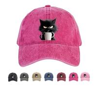 Genérico Feral but Fashionable Cat Hat Edition,Grumpy Cat Coffee Cap, Lightweight,Breathable and Adjustable Hat,for Unisex (Rose Red)