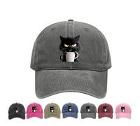 Genérico Feral but Fashionable Cat Hat Edition, Grumpy Cat Coffee Cap, Lightweight Breathable Material Cat Snapback Hat for Men Women (Gray)
