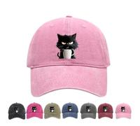 Genérico Feral but Fashionable Cat Hat Edition, Grumpy Cat Coffee Cap, Lightweight Breathable Material Cat Snapback Hat for Men Women (Rose Red)