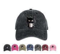 Genérico Feral but Fashionable Cat Hat Edition, Grumpy Cat Coffee Cap, Lightweight Breathable Material Cat Snapback Hat for Men Women (Black)