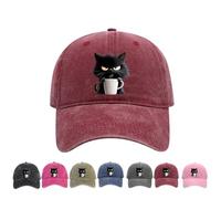 Genérico Feral but Fashionable Cat Hat Edition, Grumpy Cat Coffee Cap, Lightweight Breathable Material Cat Snapback Hat for Men Women (Wine Red)