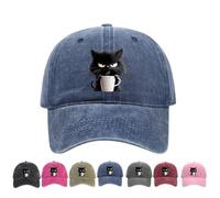 Genérico Feral but Fashionable Cat Hat Edition, Grumpy Cat Coffee Cap, Lightweight Breathable Material Cat Snapback Hat for Men Women (Navy)