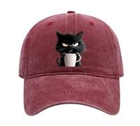 Genérico Feral but Fashionable, Grumpy Cat Coffee Cap, Adjustable Trucker Hat for Women Men, Feral Trucker Hat (Wine Red)
