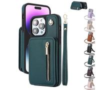 Genérico Fertilvrsus Phone Case, Fertilvrsus Wallet Case for iPhone 16/15/14/13, PU Leather Flip Cover with Hand Strap, with Card Slots, Crossbody Lanyard (for iPhone11,Green)