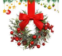 Genérico Festive Bow Wreath - Christmas Garland Accent for Holiday Winter | ABS Crafted with Decorative Design, Mantle Kitchen Ornament, Indoor Outdoor Wall Display, Seasonal Home Activities