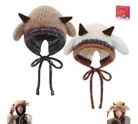 Genérico Festive Christmas Antler Hat, Festive Christmas Antler Hat & Handbag 2-in-1, Cute Windproof Convertible Knitted Antlers (B,2PCS)