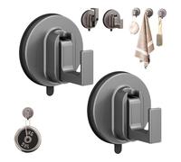 Genérico Ffunhoo Heavy Suction Cups Without Bore, Heavy Duty No Drill Suction Cup Hooks, Duty Vacuum Suction Cup Hooks for Bathroom Kitchen, Reusable & Removable, Capable of bearing 5kg (2pcs)
