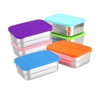 Generico Fiambrera de acero inoxidable - 6 unidades de 720 ml contenedor de comida con tapa de silicona, caja para alimentos impermeable, para escuela, guardería, deportes, oficina, casa y al aire