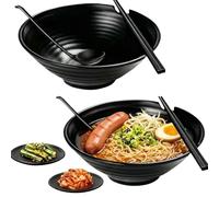 Generico Fideos - Vajilla Japonesa Negra - Juego De Tazones Profundos Para Sopa De Fideos | Para Cocina Asiática e Internacional