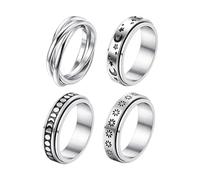 Genérico Fidget Ring - Titanium Steel Relaxing Stylish Jewelry - Women Fidget Rotating Ring For Party Gathering Masquerade Commuting Cosplay Boys Girls Teens