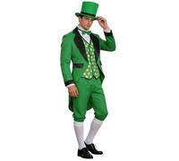 Genérico Fiesta de San Patricio para Hombres Disfraz de Duende Adulto Hada Traje de Etiqueta Conjunto de Traje St. Patrick's Day Elegante Slim Fit Chaqueta de Fiesta Divertido Traje de Ocio