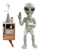 Genérico Figura Alien,Figura Decorativa De Alien Tomando Cerveza | Escultórica para Adorno | para Exterior Jardín Hogar Oficina Sala de Estar Estantería Entrada Mesa