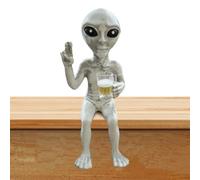 Genérico Figura Alien,Figura Decorativa De Alien Tomando Cerveza,Pequeña de | para Exterior Jardín Dormitorio Estantería Oficina Sala de Estar Entrada Hogar