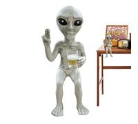 Genérico Figura de Alien de Resina, Figura Decorativa De Alien Tomando Cerveza, Escultórica para Adorno, para Exterior Jardín Dormitorio Estantería Oficina Sala de Estar Entrada Hogar