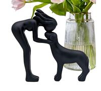 Genérico Figura de Chica y Perro,Decoración de Mesa Conmemorativa,Escultura de Perro en Resina | para Amantes de Mascotas Escritorio Casa Estantería Dormitorio