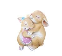 Genérico Figura de Conejo de Pascua de Resina Pintada a Mano, Estatua de jardín, Linda Escultura de Conejo besándose de pie al Aire Libre Retro. (B, One Size)