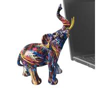 Genérico Figura De Elefante - Estatua De Elefante De Resina Colorida De 17,5 X 18 X 8,5 Cm | Elefantes Decorativos para El Escritorio De La Librería De La Oficina En Casa | Símbolo De Regalo De