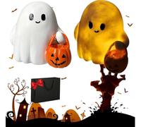 Genérico Figura de Fantasma de Halloween - Pumpkin Boo Buddies, [Nuevo] Lindos Adornos de Calabaza Fantasma de Halloween, Calabaza Fantasma Brillante, terraza, Dormitorio, decoración de Mesa,2pcs-Mix